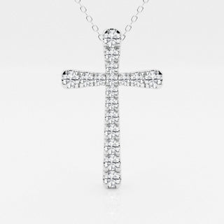 1.03 TCW Round Moissanite Diamond Cross Necklace - crownmoissanite