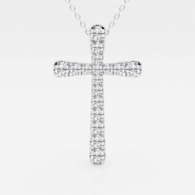 1.03 TCW Round Moissanite Diamond Cross Necklace - crownmoissanite