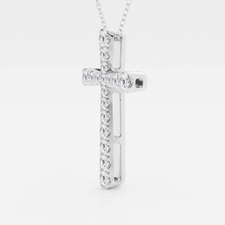 1.03 TCW Round Moissanite Diamond Cross Necklace - crownmoissanite