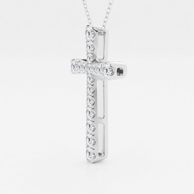 1.03 TCW Round Moissanite Diamond Cross Necklace - crownmoissanite