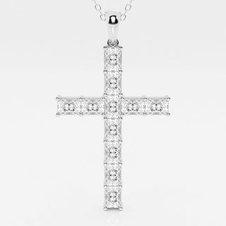 2.06 TCW Radiant Moissanite Diamond Cross Necklace - crownmoissanite