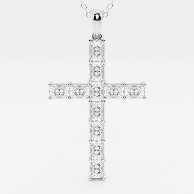 2.06 TCW Radiant Moissanite Diamond Cross Necklace - crownmoissanite