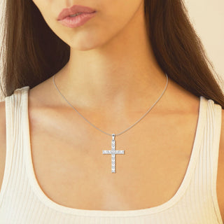 2.06 TCW Radiant Moissanite Diamond Cross Necklace - crownmoissanite