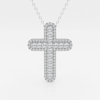 0.76 TCW Round Moissanite Diamond Cross Necklace - crownmoissanite