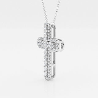 0.76 TCW Round Moissanite Diamond Cross Necklace - crownmoissanite