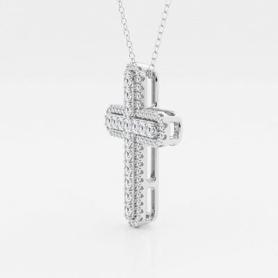 0.76 TCW Round Moissanite Diamond Cross Necklace - crownmoissanite