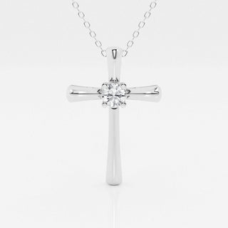 0.24 CT Round Moissanite Diamond Cross Necklace - crownmoissanite