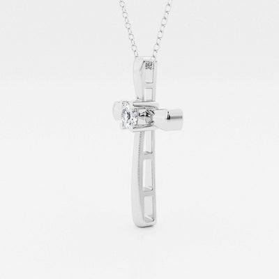 0.24 CT Round Moissanite Diamond Cross Necklace - crownmoissanite