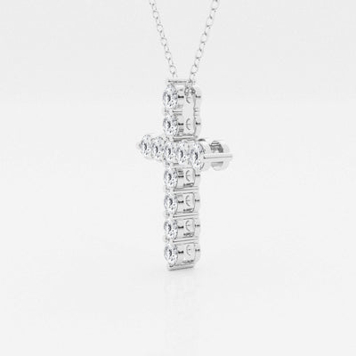 1.0 TCW Round Moissanite Diamond Cross Necklace - crownmoissanite