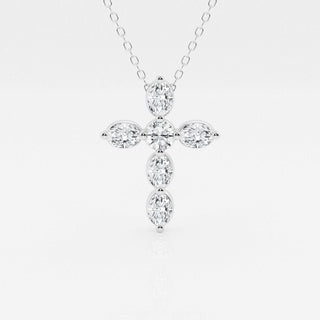 1.0 TCW Round & Oval Moissanite Diamond Cross Necklace - crownmoissanite