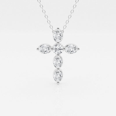 1.0 TCW Round & Oval Moissanite Diamond Cross Necklace - crownmoissanite
