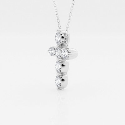 1.0 TCW Round & Oval Moissanite Diamond Cross Necklace - crownmoissanite