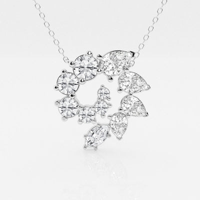 3.6 TCW Round, Marquise & Pear Moissanite Diamond Swirl Necklace - crownmoissanite