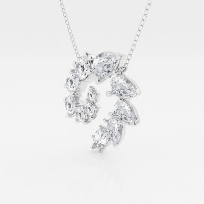3.6 TCW Round, Marquise & Pear Moissanite Diamond Swirl Necklace - crownmoissanite