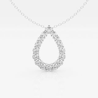 1.0 TCW Round Moissanite Diamond Pear Shape Pendant Necklace - crownmoissanite