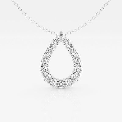 1.0 TCW Round Moissanite Diamond Pear Shape Pendant Necklace - crownmoissanite