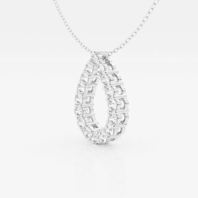 1.0 TCW Round Moissanite Diamond Pear Shape Pendant Necklace - crownmoissanite