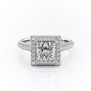 2.08 CT Princess Cut Double Halo Moissanite Engagement Ring - crownmoissanite