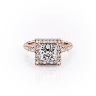 2.08 CT Princess Cut Double Halo Moissanite Engagement Ring - crownmoissanite