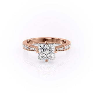 2.08 CT Princess Shaped Moissanite Solitaire Engagement Ring - crownmoissanite