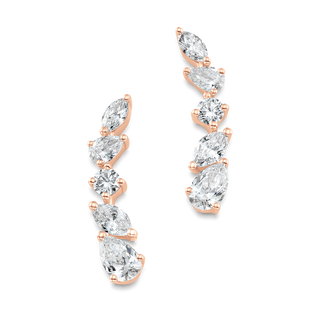 0.63 TCW Pear, Marquise & Round Moissanite Diamond Ear Crawlers Earrings - crownmoissanite