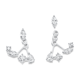 1.47 TCW Pear, Marquise & Round Moissanite Diamond Ear Jacket Earrings - crownmoissanite