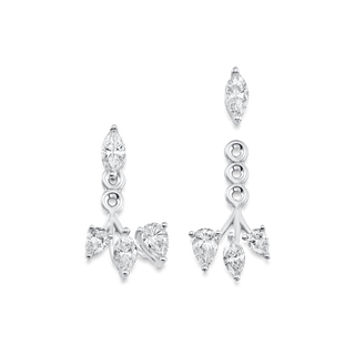 1.25 TCW Pear & Marquise Moissanite Diamond Ear Jacket Earrings - crownmoissanite