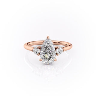 2.0 CT Pear Shaped Moissanite Three Stones Engagement Ring - crownmoissanite