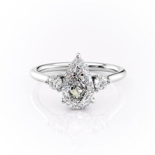 2.0 CT Pear Shaped Moissanite Three Stones Engagement Ring - crownmoissanite