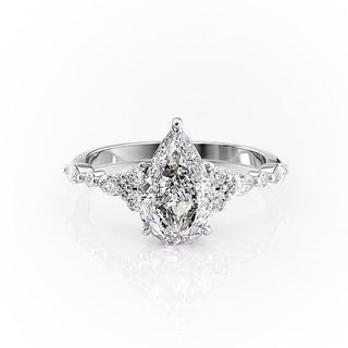 2.0 CT Pear Cut Cluster Moissanite Engagement Ring - crownmoissanite
