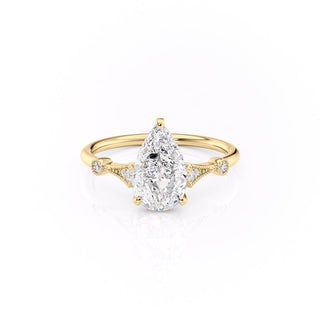 2.0 CT Pear Shaped Moissanite Solitaire Engagement Ring - crownmoissanite