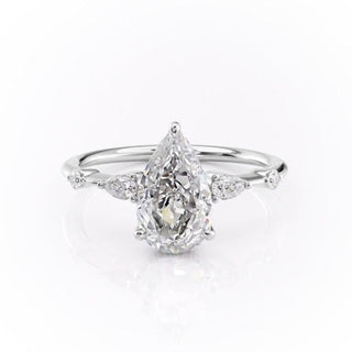 2.0 CT Pear Shaped Moissanite Hidden Halo Engagement Ring - crownmoissanite