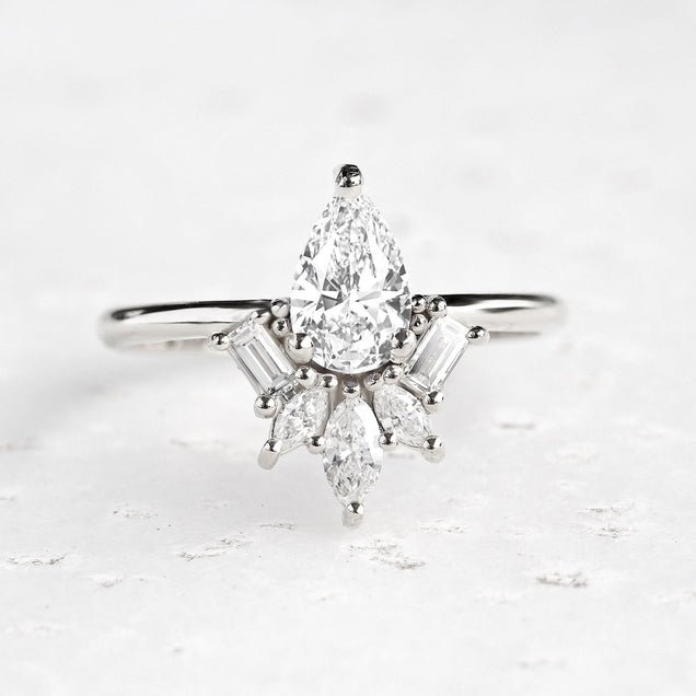 0.50 CT Pear Moissanite Art Deco Engagement Ring