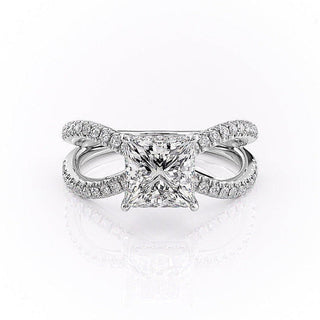 2.08 CT Princess Cut Solitaire Split Shank Setting Moissanite Engagement Ring - crownmoissanite