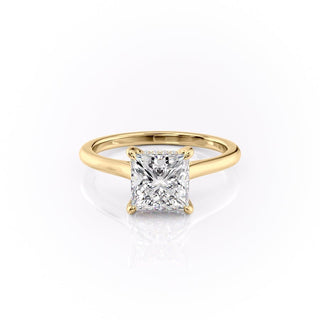 2.08 CT Princess Shaped Moissanite Hidden Halo Engagement Ring - crownmoissanite