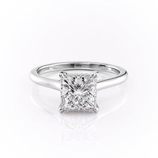 2.08 CT Princess Shaped Moissanite Hidden Halo Engagement Ring - crownmoissanite