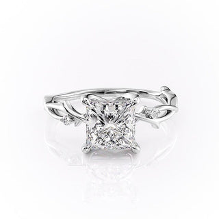 2.08 CT Princess Shaped Moissanite Twig Style Engagement Ring - crownmoissanite