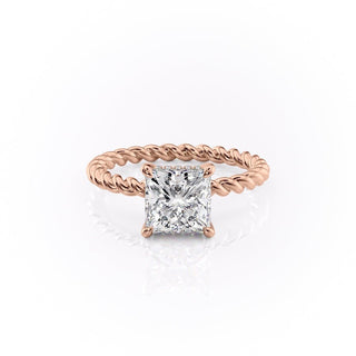 2.51 CT Princess Solitaire & Twisted Band Moissanite Engagement Ring - crownmoissanite