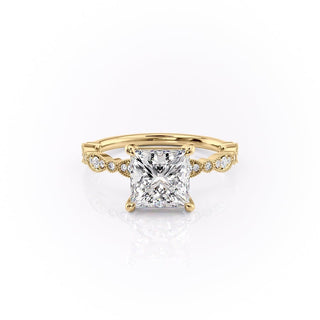 2.08 CT Princess Shaped Moissanite Solitaire Engagement Ring - crownmoissanite