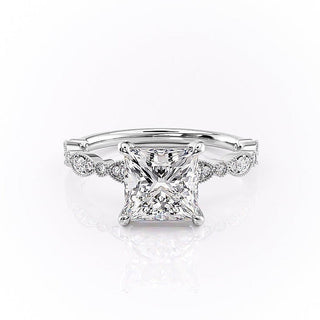 2.08 CT Princess Shaped Moissanite Solitaire Engagement Ring - crownmoissanite