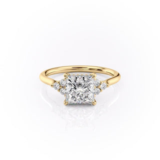 2.08 CT Princess Shaped Moissanite Cluster Engagement Ring - crownmoissanite