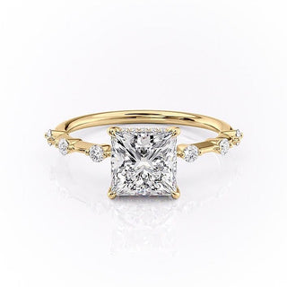 2.08 CT Princess Solitaire Dainty Style Moissanite Engagement Ring - crownmoissanite