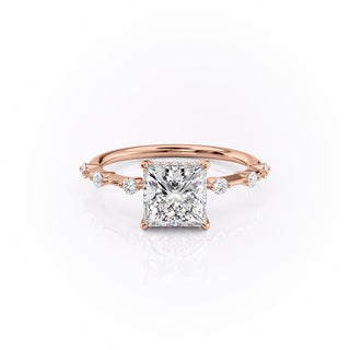 2.08 CT Princess Solitaire Dainty Style Moissanite Engagement Ring - crownmoissanite