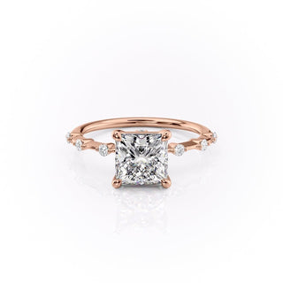 2.08 CT Princess Shaped Moissanite Solitaire Engagement Ring - crownmoissanite