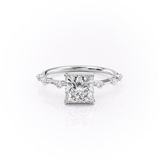 2.08 CT Princess Solitaire Dainty Style Moissanite Engagement Ring - crownmoissanite