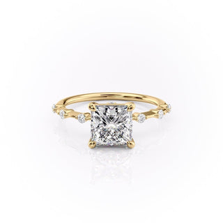 2.08 CT Princess Shaped Moissanite Solitaire Engagement Ring - crownmoissanite