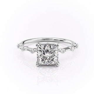 2.08 CT Princess Shaped Moissanite Solitaire Engagement Ring - crownmoissanite