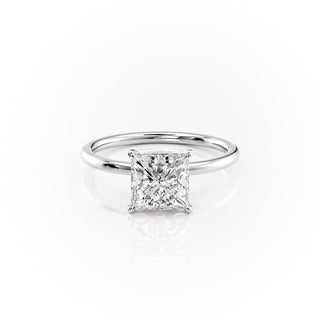 2.08 CT Princess Shaped Moissanite Hidden Halo Engagement Ring - crownmoissanite