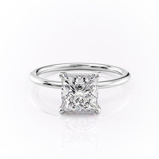 2.08 CT Princess Shaped Moissanite Hidden Halo Engagement Ring - crownmoissanite