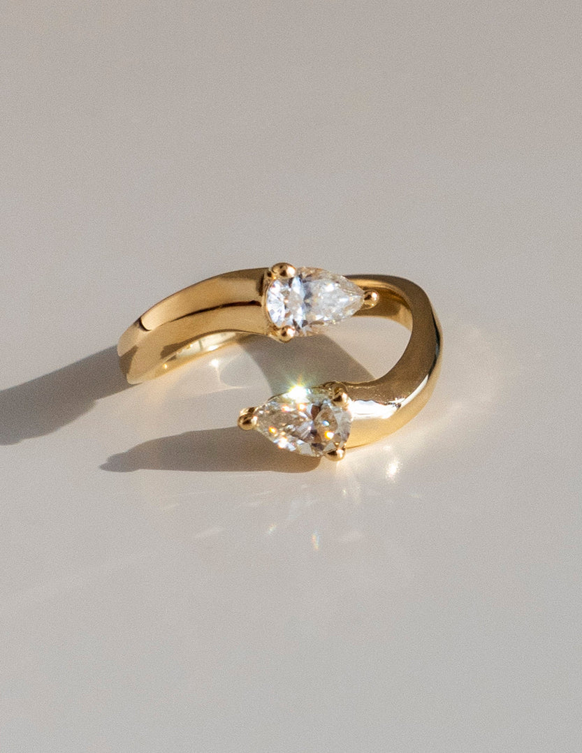 0.80 TCW Pear Moissanite Diamond Open Wedding Wedding Band